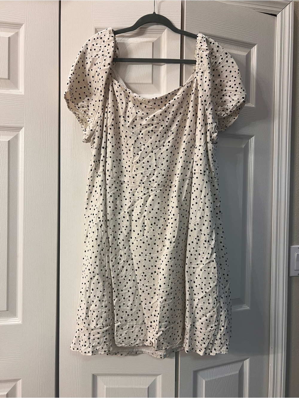 LOFT Cream Dress with Black Polka Dots
